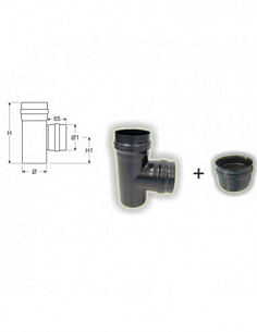 Snodo a T con tappo F/F/M Stufa Pellet Ø 80mm acciaio al carbonio - Climaway