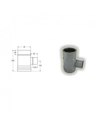 Snodo a T Stufa Pellet con attacco laterale acciaio inox - Climaway