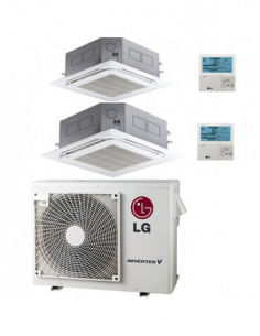 Climatizzatore Condizionatore LG Cassetta 4 vie R32 Dual Split Inverter 12000 + 18000 BTU con U.E. MU3R19 NOVITÁ Classe A+++/...