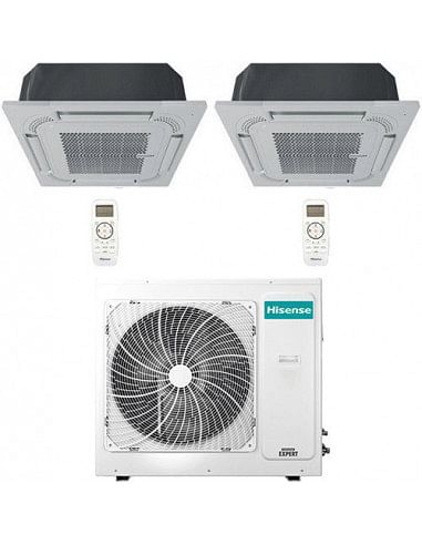 Climatizzatore Condizionatore Hisense Cassetta 4 vie R32 Dual Split Inverter 12000 + 18000 BTU con U.E. 3AMW72U4RJC NOVITÁ Cl...