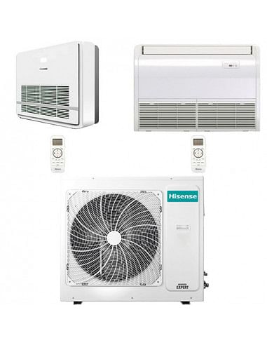 Climatizzatore Condizionatore Hisense Console e Pavimento/Soffitto R32 Dual Split Inverter 9000 + 18000 BTU con U.E. 3AMW72U4...