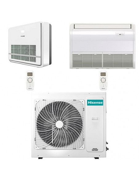 Climatizzatore Condizionatore Hisense Console e Pavimento/Soffitto R32 Dual Split Inverter 9000 + 18000 BTU con U.E. 3AMW72U4...