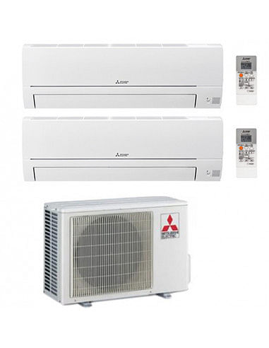 Climatizzatore Condizionatore Mitsubishi Linea Smart R32 MSZ-HR Dual Split Inverter 9000 + 12000 BTU con U.E. MXZ-2HA50VF Cla...