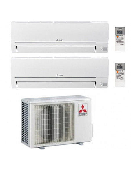 Climatizzatore Condizionatore Mitsubishi Linea Smart R32 MSZ-HR Dual Split Inverter 9000 + 12000 BTU con U.E. MXZ-2HA50VF Cla...