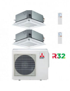 Climatizzatore Condizionatore Mitsubishi Cassetta R32 SLZ-M Dual Split Inverter 9000 + 18000 BTU con U.E. MXZ-3F54VF Classe A...