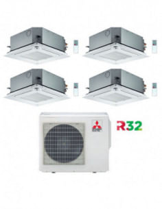 Climatizzatore Condizionatore Mitsubishi Cassetta R32 SLZ-M Quadri Split Inverter 9000 + 9000 + 9000 + 9000 BTU con U.E. MXZ-...