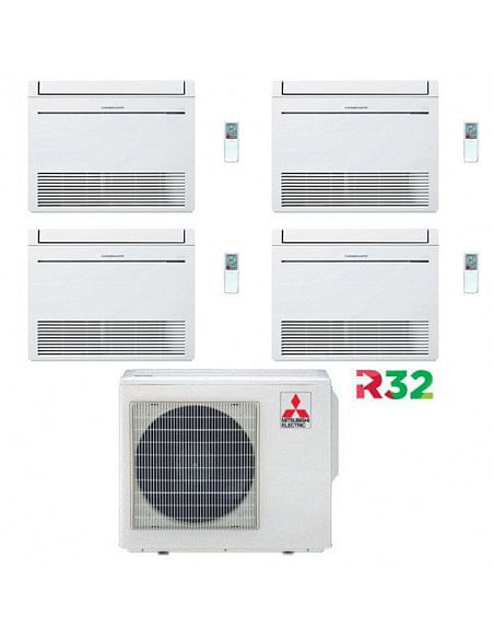 Climatizzatore Condizionatore Mitsubishi Pavimento Serie M MFZ-KT Quadri Split Inverter 9000 + 9000 + 9000 + 9000 BTU con U.E...