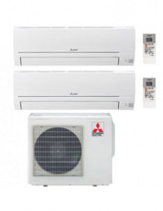 Climatizzatore Condizionatore Mitsubishi Linea Smart R32 MSZ-HR Dual Split Inverter 12000 + 18000 BTU con U.E. MXZ-3HA50VF Cl...