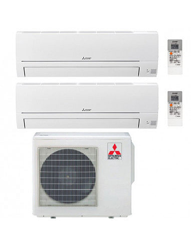 Climatizzatore Condizionatore Mitsubishi Linea Smart R32 MSZ-HR Dual Split Inverter 12000 + 15000 BTU con U.E. MXZ-3HA50VF Cl...