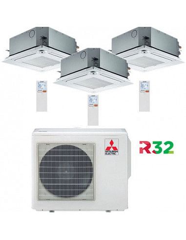 Climatizzatore Condizionatore Mitsubishi Cassetta R32 SLZ-M Trial Split Inverter 12000 + 12000 + 12000 BTU con U.E. MXZ-3F68V...