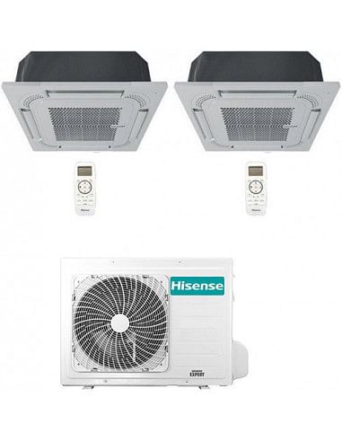 Climatizzatore Condizionatore Hisense Cassetta 4 vie R32 Dual Split Inverter 9000 + 12000 BTU con U.E. 2AMW52U4RXC NOVITÁ Cla...