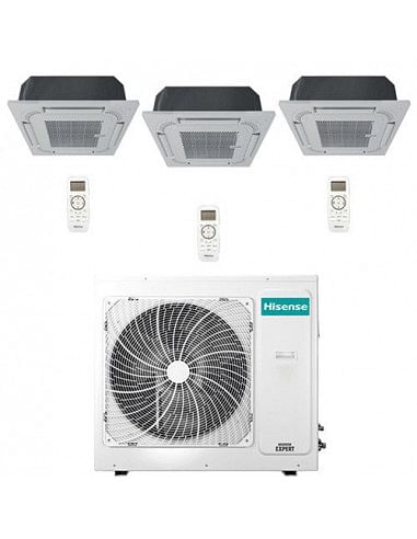 Climatizzatore Condizionatore Hisense Cassetta 4 vie R32 Trial Split Inverter 9000 + 9000 + 9000 BTU con U.E. 3AMW72U4RJC NOV...