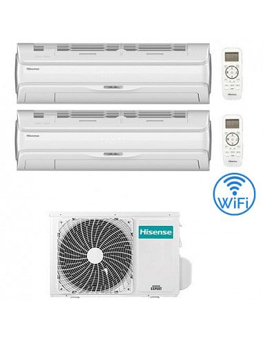 Climatizzatore Condizionatore Hisense Silentium Pro Wifi Dual Split Inverter 12000 + 12000 BTU con U.E. 2AMW52U4RXC Classe A+...