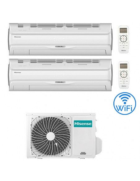 Climatizzatore Condizionatore Hisense Silentium Pro Wifi Dual Split Inverter 12000 + 12000 BTU con U.E. 2AMW52U4RXC Classe A+...