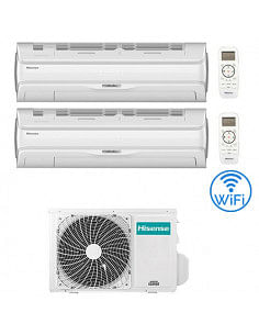 Climatizzatore Condizionatore Hisense Silentium Pro Wifi Dual Split Inverter 9000 + 12000 BTU con U.E. 2AMW42U4RRA Classe A++...