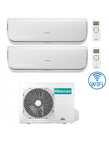 Climatizzatore Condizionatore Hisense Silentium Wifi R32 Dual Split Inverter 12000 + 12000 BTU con U.E. 2AMW52U4RXC Classe A+...