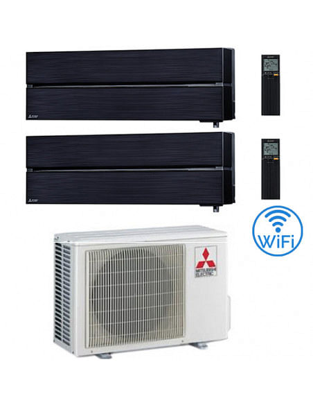 Climatizzatore Condizionatore Mitsubishi Kirigamine Style Wifi R32 Nero Dual Split Inverter 9000 + 9000 BTU con U.E. MXZ-2F33...