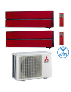 Climatizzatore Condizionatore Mitsubishi Kirigamine Style Wifi R32 Rosso Dual Split Inverter 9000 + 9000 BTU con U.E. MXZ-2F3...