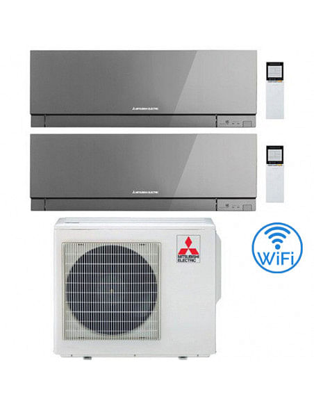 Climatizzatore Condizionatore Mitsubishi Kirigamine Zen Wifi Argento Dual Split Inverter 12000 + 18000 BTU con U.E. MXZ-3F68V...