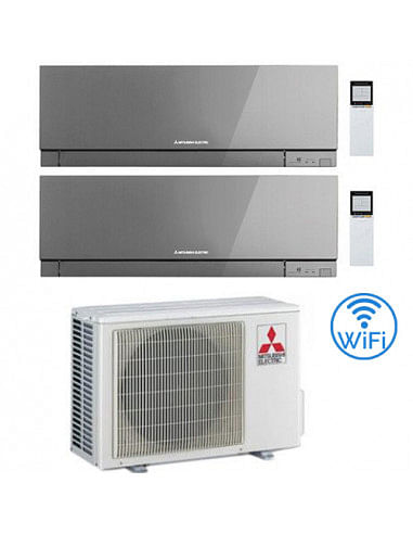 Climatizzatore Condizionatore Mitsubishi Kirigamine Zen Wifi Argento Dual Split Inverter 7000 + 12000 BTU con U.E. MXZ-2F42VF...