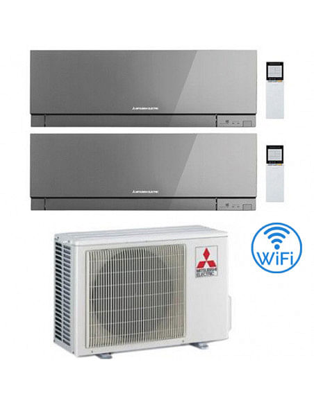 Climatizzatore Condizionatore Mitsubishi Kirigamine Zen Wifi Argento Dual Split Inverter 7000 + 12000 BTU con U.E. MXZ-2F42VF...