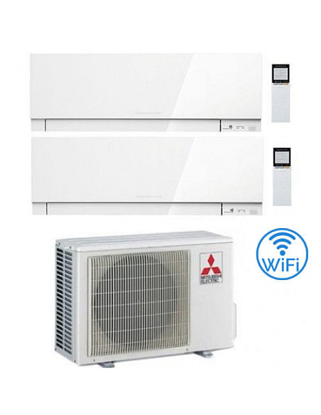 Climatizzatore Condizionatore Mitsubishi Kirigamine Zen Wifi Bianco Dual Split Inverter 9000 + 9000 BTU con U.E. MXZ-2F33VF c...