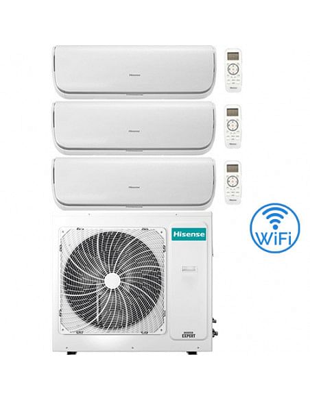 Climatizzatore Condizionatore Hisense Silentium Wifi R32 Trial Split Inverter 9000 + 9000 + 9000 BTU con U.E. 3AMW62U4RJC NOV...