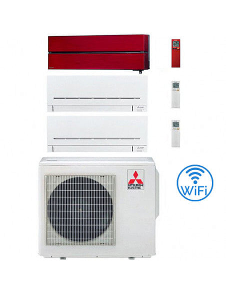 Climatizzatore Condizionatore Mitsubishi Kirigamine Style Rosso più MSZ-AP Wifi Trial Split R32 Inverter 12000 + 12000 + 1200...