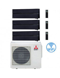 Climatizzatore Condizionatore Mitsubishi Kirigamine Style Wifi R32 Nero Trial Split Inverter 12000 + 12000 + 12000 BTU con U....