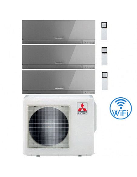 Climatizzatore Condizionatore Mitsubishi Kirigamine Zen Wifi Argento Trial Split Inverter 7000 + 7000 + 12000 BTU con U.E. MX...