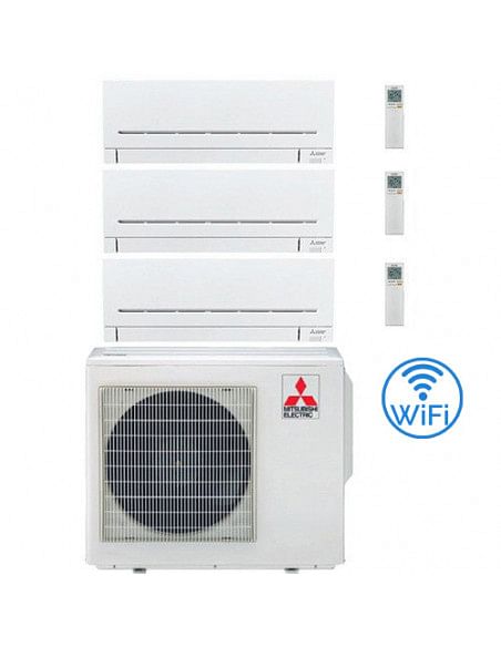 Climatizzatore Condizionatore Mitsubishi MSZ-AP Wifi R32 Trial Split Inverter 7000 + 7000 + 9000 BTU con U.E. MXZ-3F54VF Clas...