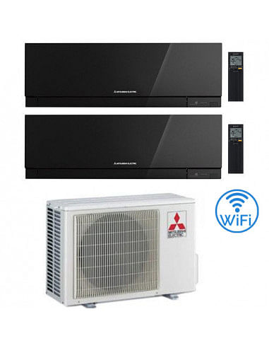 Climatizzatore Condizionatore Mitsubishi Kirigamine Zen Wifi Nero Dual Split Inverter 9000 + 9000 BTU con U.E. MXZ-2F33VF cla...