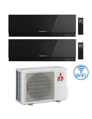 Climatizzatore Condizionatore Mitsubishi Kirigamine Zen Wifi Nero Dual Split Inverter 7000 + 12000 BTU con U.E. MXZ-2F42VF cl...