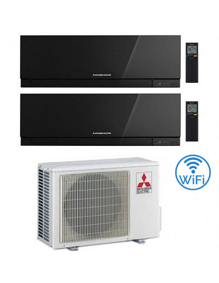 Climatizzatore Condizionatore Mitsubishi Kirigamine Zen Wifi Nero Dual Split Inverter 7000 + 12000 BTU con U.E. MXZ-2F42VF cl...