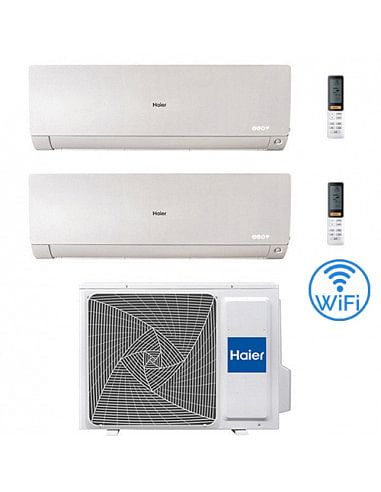 Climatizzatore Condizionatore Haier Flexis-Mw R32 Wifi Dual Split Inverter 9000 + 15000 BTU con U.E. 3U70S2SR2FA Classe A++/A...