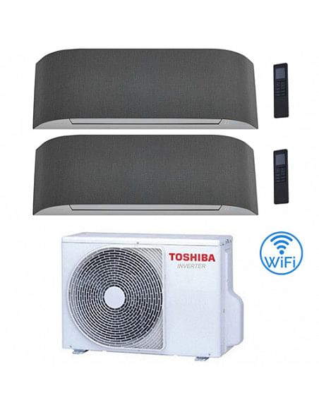Climatizzatore Condizionatore Toshiba Serie Haori Wifi Bianco con tessuti Grigio scuro / Grigio chiaro R32 Dual Split Inverte...