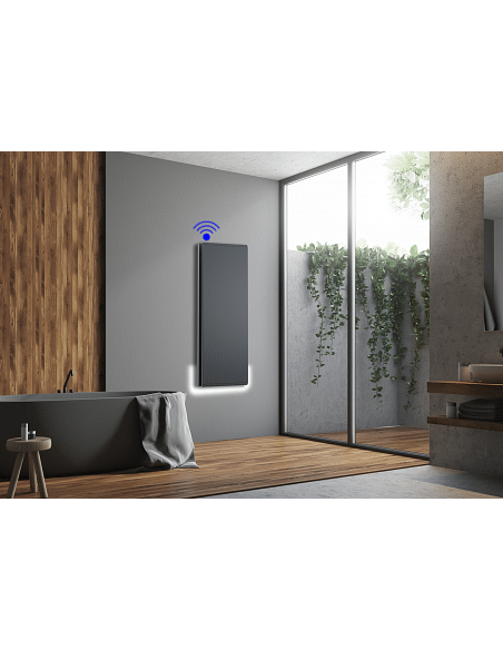 Radiatore elettrico verticale Radialight Dual-Therm ICON 7 WiFi Grigio Antracite 750W con controllo digitale e luce ambiente ...
