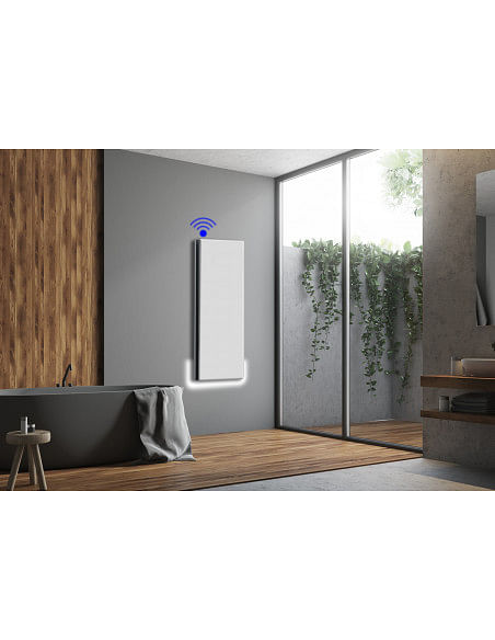 Radiatore elettrico verticale Radialight Dual-Therm ICON 10 WiFi Bianco 1000W con controllo digitale e luce ambiente Led - Cl...