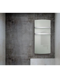 Radiatore scaldasalviette elettrico digitale in vetro Radialight Deva Bianco Onice 1500W con portasalvietta in alluminio - Cl... 2