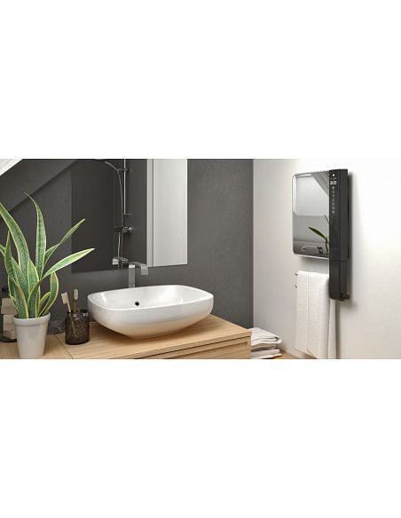 Termoventilatori da bagno a parete con controllo digitale Radialight Windy ViSIO con barra scaldasalvietta e specchio 1800W -...