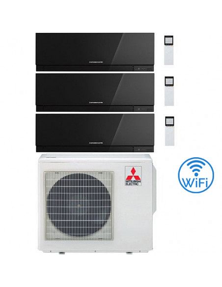 Climatizzatore Condizionatore Mitsubishi Kirigamine Zen Wifi Nero Trial Split Inverter 9000 + 9000 + 9000 BTU con U.E. MXZ-3F...