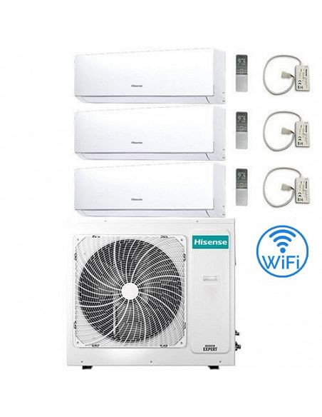 Climatizzatore Condizionatore Hisense New Comfort con WiFi R32 Trial Split Inverter 9000 + 9000 + 12000 BTU con U.E. 3AMW72U4...