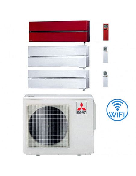 Climatizzatore Condizionatore Mitsubishi Kirigamine Style Wifi R32 Bianco Perla e Rosso Trial Split Inverter 9000 + 9000 + 12...
