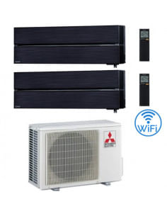 Climatizzatore Condizionatore Mitsubishi Kirigamine Style Wifi R32 Nero Dual Split Inverter 9000 + 12000 BTU con U.E. MXZ-2F5...
