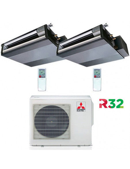 Climatizzatore Condizionatore Mitsubishi Canalizzabile R32 SEZ-M DA Dual Split Inverter 12000 + 12000 BTU con U.E. MXZ-4F72VF...