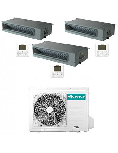 Climatizzatore Condizionatore Hisense Canalizzabile R32 Trial Split Inverter 9000 + 9000 + 12000 BTU con U.E. 3AMW52U4RJC NOV...