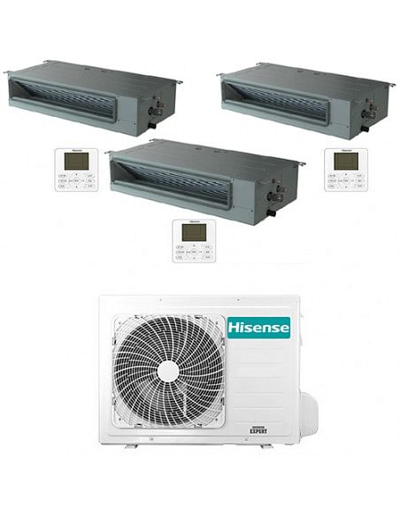 Climatizzatore Condizionatore Hisense Canalizzabile R32 Trial Split Inverter 9000 + 9000 + 12000 BTU con U.E. 3AMW52U4RJC NOV...