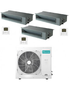 Climatizzatore Condizionatore Hisense Canalizzabile R32 Trial Split Inverter 9000 + 12000 + 12000 BTU con U.E. 3AMW72U4RJC NO...
