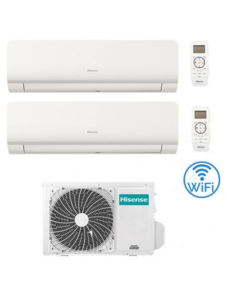 Climatizzatore Condizionatore Inverter Hisense New Energy Wifi R32 Dual Split 7000 + 7000 BTU con U.E. 2AMW42U4RGC Classe A++...