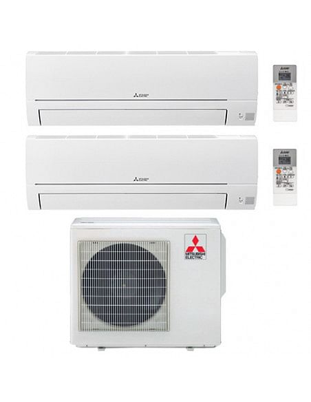 Climatizzatore Condizionatore Mitsubishi Linea Smart R32 MSZ-HR Dual Split Inverter 12000 + 18000 BTU con U.E. MXZ-3HA50VF Cl...